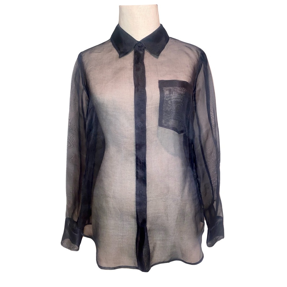 Transparent black button up shirt